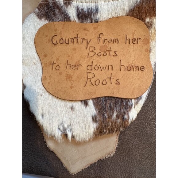 Leather & Cowhide Shoulder Bag With Rustic Country Engraving On Flap For Western - Picture 5 of 16